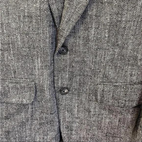 Men's Vintage Burberry Herringbone gray silver blazer jacket size 42